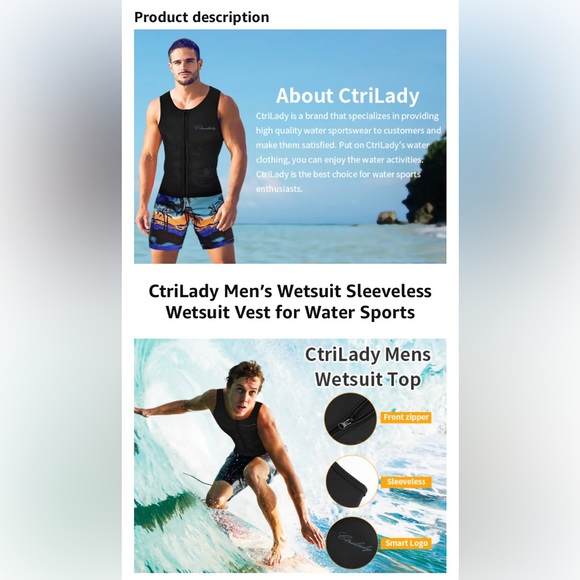 NWT CtriLady men’s wetsuit top - Picture 2 of 13